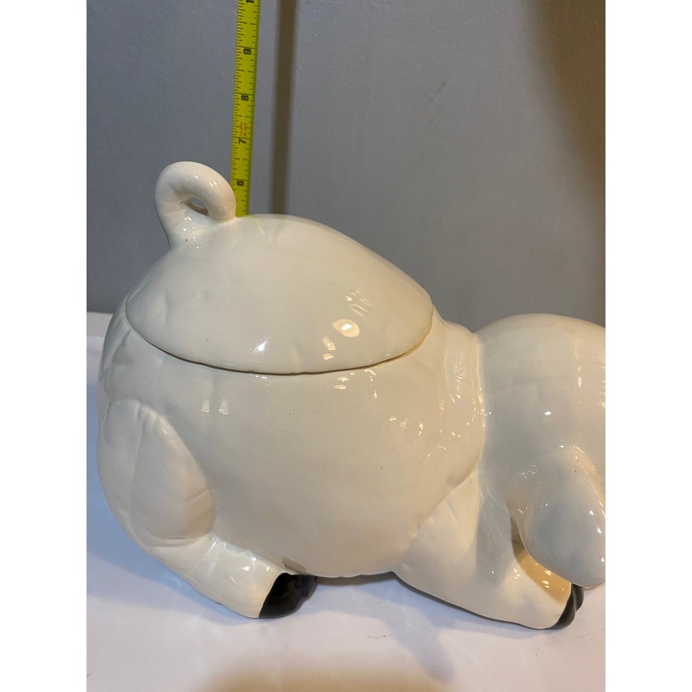 Vintage Ceramic Pig Cookie Jar Reclining Farmhouse Kitchen Canister - Picture 11 of 11